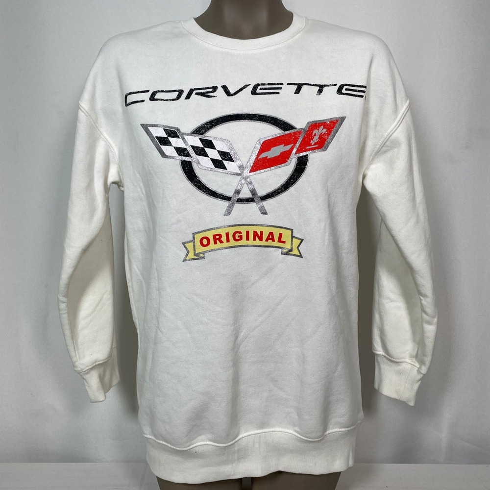 GM Chevrolet Corvette Original Racing Long Sleeve White Sweatshirt Women's XL 14